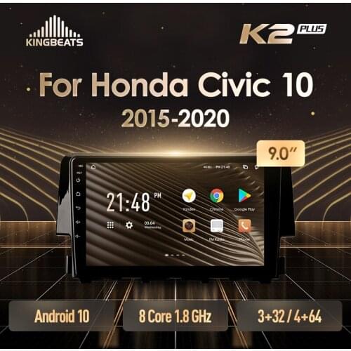 KingBeats Android 10 Octa-Core head unit HU 4G in Dash Car Radio Multimedia Video Player Navigation GPS For Honda Civic 10 FC FK 2015 - 2020 no dvd 2 din Double Din Android Car Stereo 2din