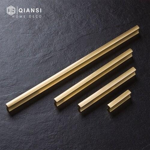 Brass Handles for Furniture Hardware Polished Brushed Golden Drawer Knob Buckle Cabinet Solid Exquisite Simple Door Handle DIY