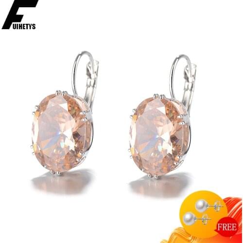 Fashion Earrings 925 Silver Jewelry Oval Shape Zircon Gemstone Trendy Drop Earring for Women Wedding Promise Ornaments Wholesale