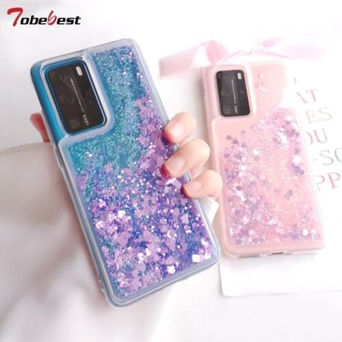 Glitter Liquid Soft Silicone Case For Huawei P40 P30 P20 Pro P10 P9 Lite Dynamic Quicksand Star Lovely Sparkle Bling Phone Cover