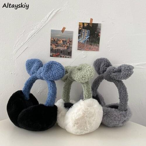 Earmuffs Women Winter Chic Fashion Ulzzang Simple Patchwork Design Female Preppy Girls Stylish Casual Workout Daily Sweet Warm