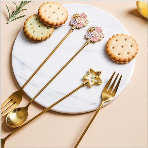 Stainless Steel Spoons Gold Silver Mini Five-pointed Star Spoons For Coffee Tea Dessert Drink Mixing Milkshake Spoon Kitchen Sup