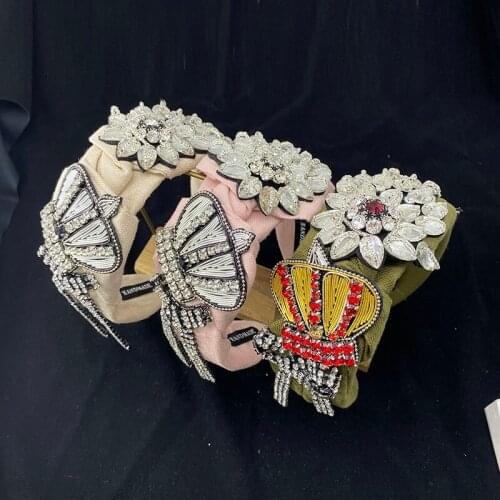 Fashion Top Knot Twist Hairband Elastic Headwear Hand Stitch Crystal Hair Hoop Headwrap Headband for Women Headdress Accessori