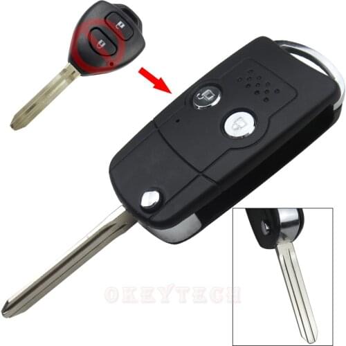 OkeyTech High Quality 2 Button Modified Folding key blank Flip Remote Car Cover Key Case For Toyota Corolla Yaris Hilux Shining