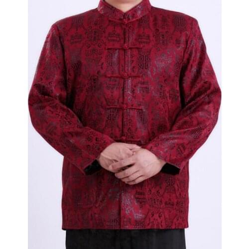 Autumn winter Long sleeve middle-aged Chinese tunic suit man jacket men blazer coats mens Tang suit Chinese style stand collar