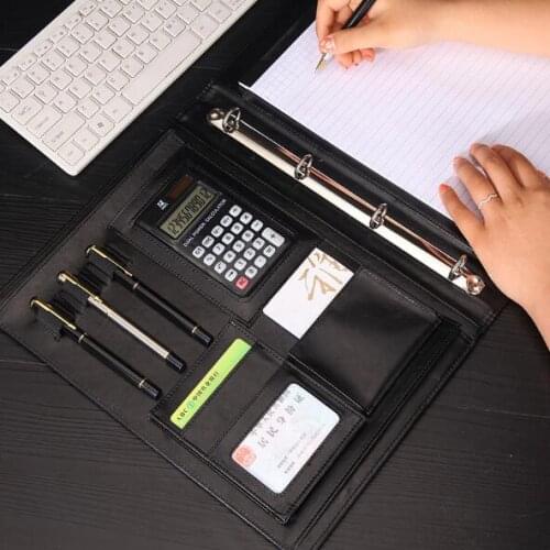 PU Leather A4 Business Contract Clip File Folder Notebook Briefcase Padfolio Layout Document Organizer Bags With A4 Memo Note