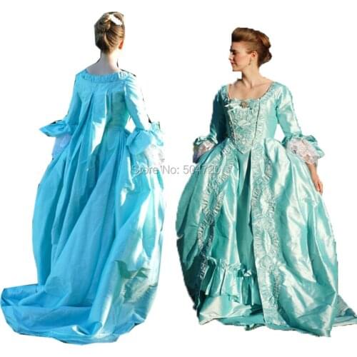 Tailored! gray Duchess Queen Marie Antoinette Period Masquerade Theatre Civil war Gown dress HL-284