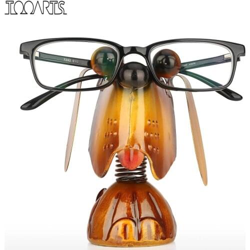 Tooarts Puppy Dog Animal Stand Eyeglass Holder Iron Sculpture Handicraft Crafting Sunglasses Display Home Decor for Girlfriend