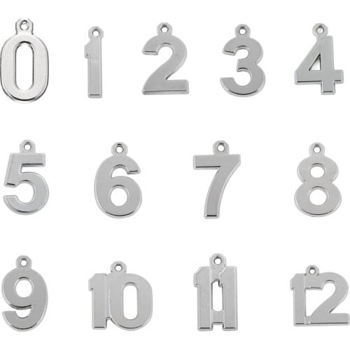 Skyrim 20pcs 0 1 2 3 4 5 6 7 8 9 10 11 12 Lucky Number Birthday Charm DIY Dangle Sliver Pendants for Bracelet Necklace Earring