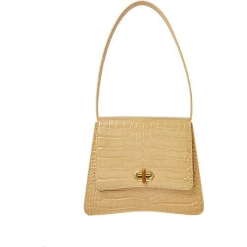 OUSSON New Design Small Square Leather Underarm Bag Exquisite Female Retro Crocodile Pattern Tote Handbag One Shoulder Handbag