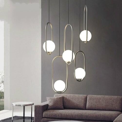 Sitting Room Bedroom Droplight Nordic Creative Oval Glass Ball Pendant Lamp of The Head of A Bed Christmas Decorations for Home