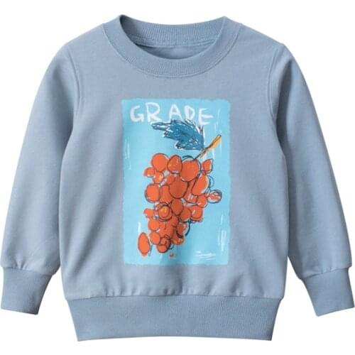Autumn New Fruit Print Sweatshirt for Girl Fashion Strawberry Grape Pumpkin Pullover Tops Girls Kids Jumper Long Sleeve T-Shirt