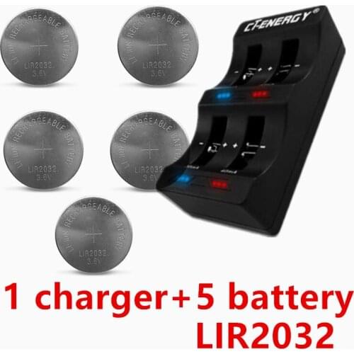 FREESHIPPING Universal USB Interface 4-Slot Charger 1PCS + 5PCS Rechargeable Button Battery LIR2032 Button Battery
