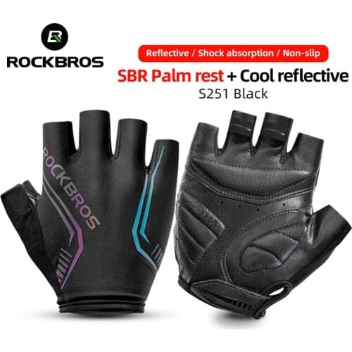 ROCKBROS MTB Road Male Cycling Gloves High Reflective Ant-slip Shockproof Bicycle iFingerless Gloves Sports Gloves Mens Gloves