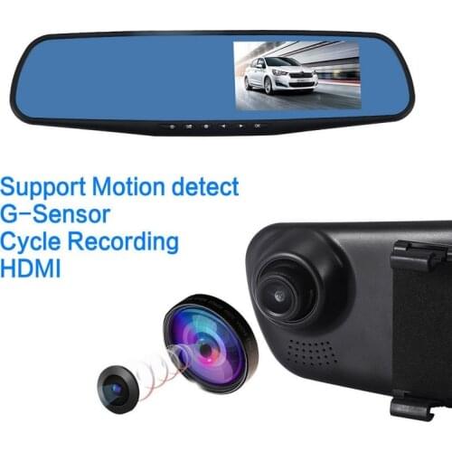 1080P Dual Lens 4.3 Inch Car Dash Camera Car DVR Mirror 170 Degree Auto Driving Video Recorder Camera for Vehicle Dash Camera