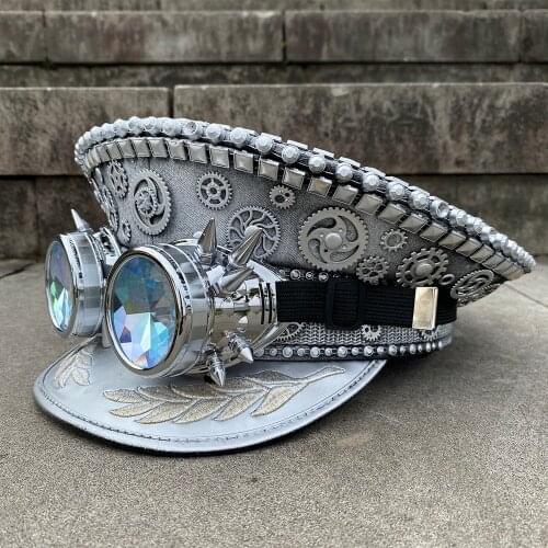 Steampunk Military Hat Women Men Germany Officer Night Bar Visor Cap Army Hat Cortical Police Cap Cosplay Halloween Hat