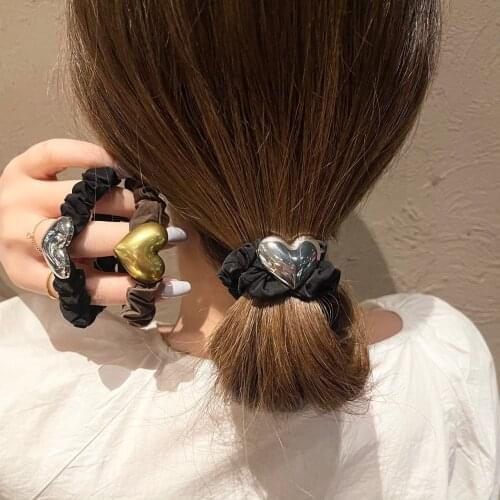 Women Korean New Love Hair Ties Girl Fashion Metal Ponytail Head Rope
