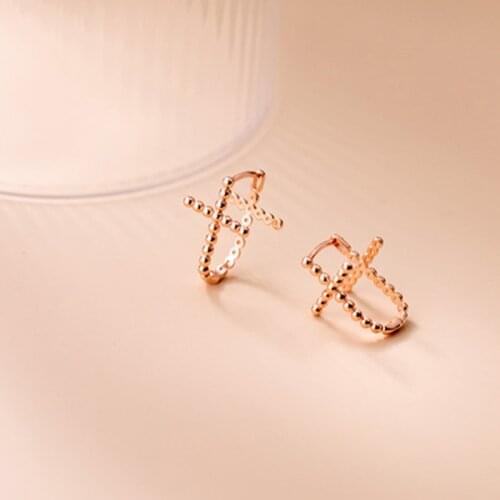 Dreamhonor 2021 Newest Design Fashion Rose Gold Color Cross Earrings For Woman Jewelry Accessories