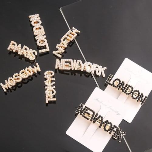 City English Letters Hair Clips Barrette for Women Moscow New York Paris London Milan Hairpins Girls Hair Pins Hair Accessories