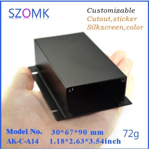 10 pcs, aluminum case electronics enclosures for pcb outlet boxes 30*67*90mm pcb instrument box aluminum junction housing