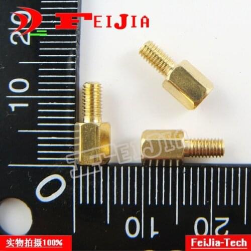 10pcs/lot M3*6mm+6 copper pillars 6mm high M3 Hexagonal column Hardware Fasteners Bolts (with nut)