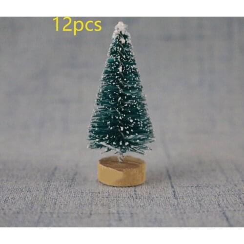 12PCS DIY Christmas Tree Small Pine Tree Mini Trees Placed In The Desktop Home Decor Christmas Decoration Kids Gifts