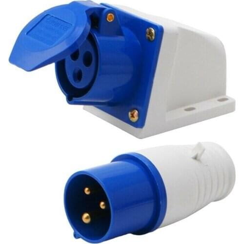 16 Amp 3 Pin Embedded Connection Waterproof Plug Socket