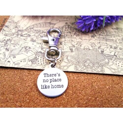 3pcs/lot high quality keychain with 20mm stainless steel circle round " theres no place like home " charms keychain