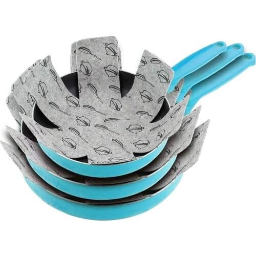 3pcs Cookware Scratchproof Divider Pads Felt Pot Pan Protectors Placemat Gray Print Set Protect Surfaces Coasters