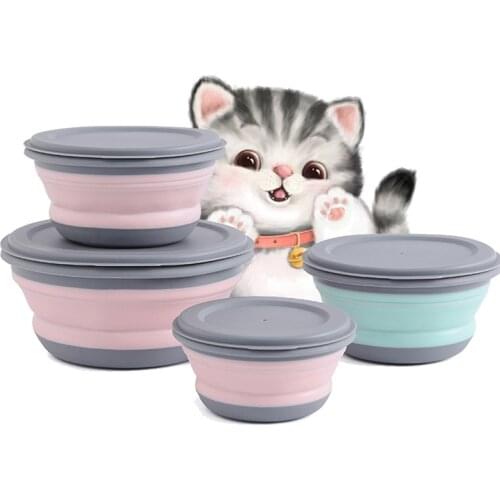 3 pcs Folding Silicone Dog Bowl Multifunctional Collapsible Outdoor Travel Bowl Pet Feeding Bowl Portable Dish Bowls With Cover