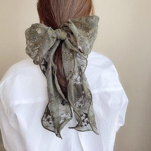 60% Dropshipping!!Hair Scrunchie Printed Headdress Lace Women Hair Scarf Scrunchie for Daily Wearing