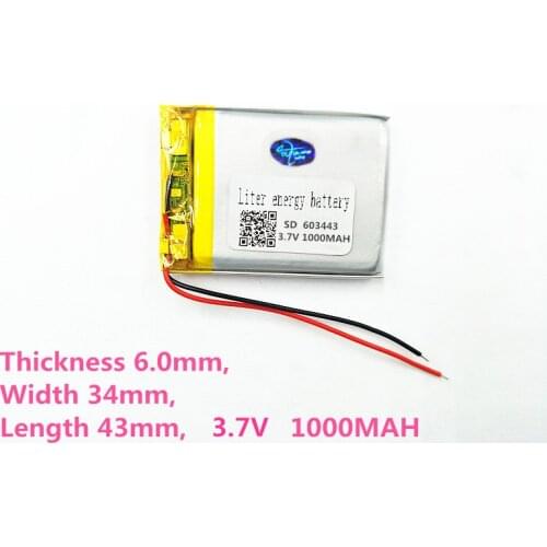 Best battery brand 603443 3.7V 1000MAH Original Battery MP3 MP4 MP5 GPS navigation built- in lithium polymer battery