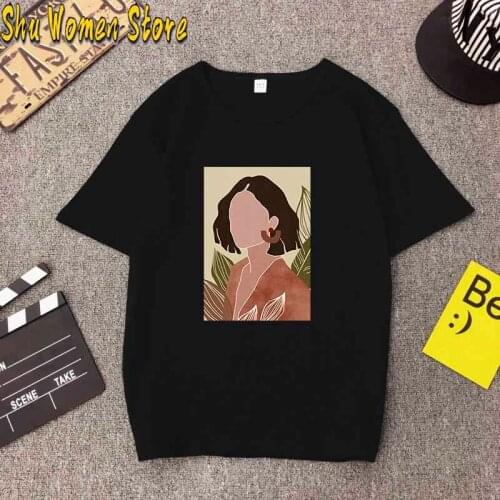 Faceless Ladies print Comics Style Street T Shirt Women Hip Hop Oversize T Shirt Anime Soft Clothes Creativity O-Neck T Shirts