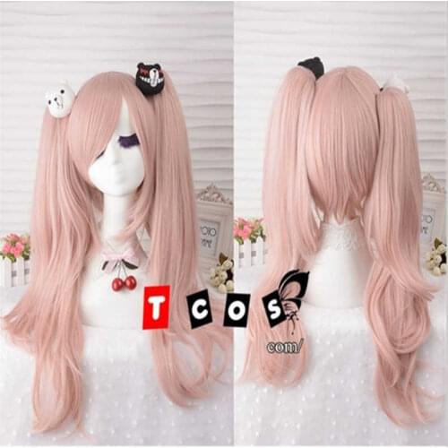 Danganronpa Dangan Ronpa Junko Enoshima Wig Light Pink Heat Resistant Sythentic Hair Clip Ponytails Cosplay Wig