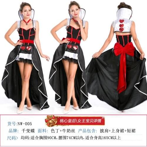 Alice Wonderland Red Hearts Queen of Hearts Princess Cosplay Dress Performance Costume