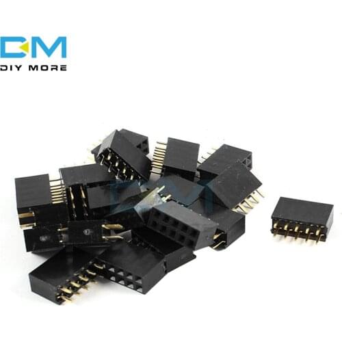 50PCS 2X5Pin 2x5 2*5 10P 2.54mm Double Row Female Straight Header Pitch Socket 10 Pin Strip 10PIN Connector
