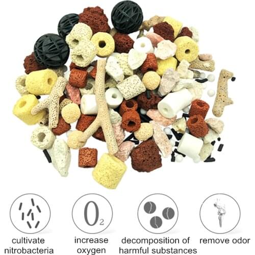 50-500g Aquarium Filter Media Activated Carbon Ceramic Rings Bio Ball Clean Water Filter Media For Fish Tank Water Purifying
