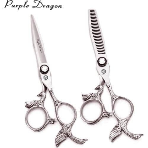 Purple Dragon 5.5" 6" Japan 440C Professional Hairdressing Scissors Hair Cutting Scissors Thinning Scissors 9023# Sculpture Tail