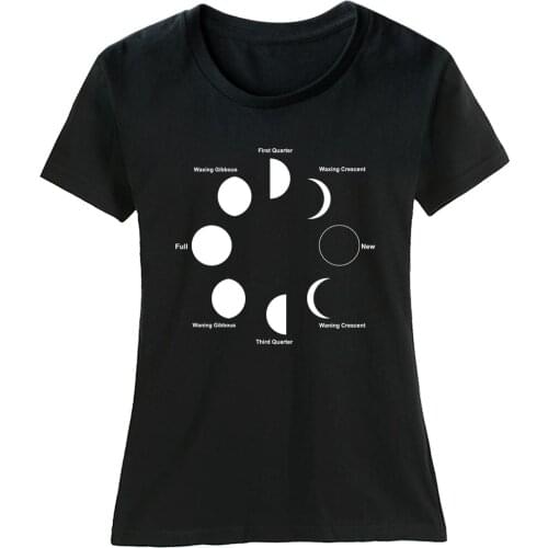Moon Phases Universe Earth Moon Phases Earth Cotton Girl Woman Short Sleeve T Shirt Couple Clothes Summer ZIIART