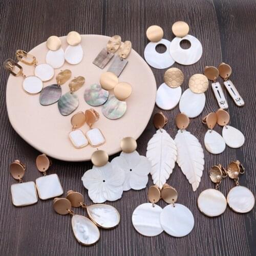 Geometric Shell Earring Leaf Round Filigree Statement Sweet