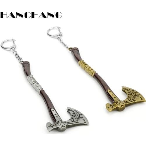 HANCHANG Weapon Model Keychain God Of War Leviathan Axe Key Pendant Keyrings key chain Men chaveiro llavero