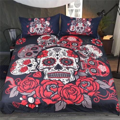 3D Demon Skull Bedding Set Queen King Size 3 pcs Duvet Cover and Pillowcases Cool Style 100% Microfiber Home Textile