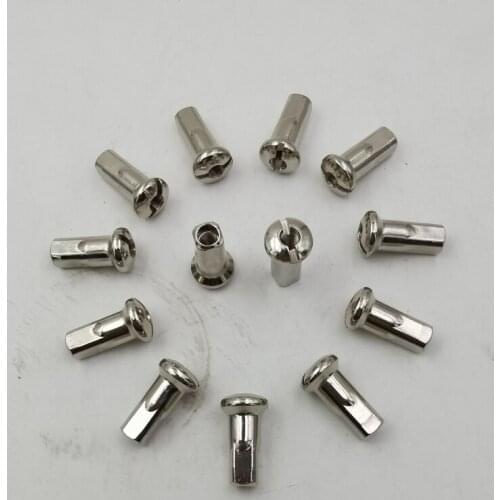 Brass&Alloy Material Sliver Color Nipples For 8 Gauge Motorcycle Spokes Nickel Plated Surface 22mm Longer Caps For Motobike Pins