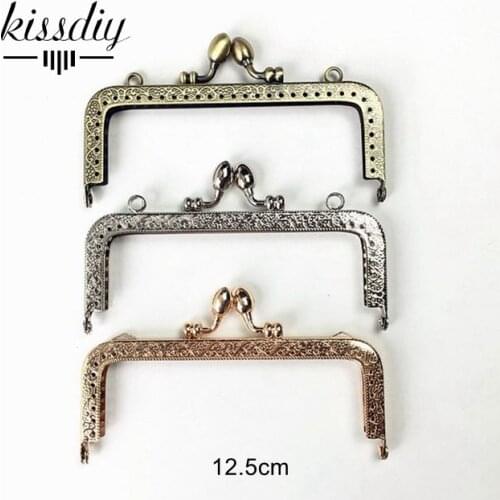 KISSDIY 10pcs/ Lot 12.5cm*5cm bud Square Metal Purse Frame Clasp for Clutch Bag Accessories Making Kiss Lock Hardware 3 colors