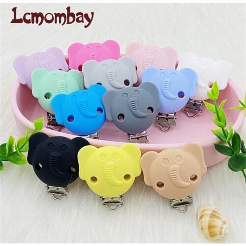 Lcmombay 10pcs Elephant Pacifier Clips Cartoon Silicone Soother Holder Infant Pacifier Nipple Holder Clamp Toy Dummy Clips