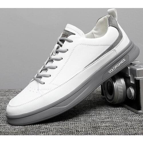 Casual Mens Shoes Fashion New Split Leather Shoe Men White Driving Flats Breathable Comfortable Outdoor Loafers Male 2021 Trend