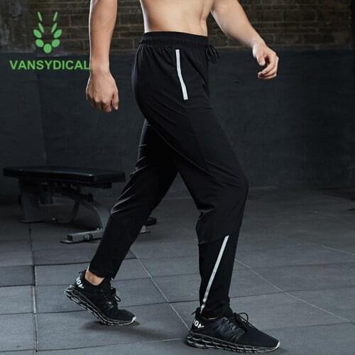 Vansydical Workout Jogging Gym Sweatpants Men Reflective Strip Sports Running Training Pant Breathable Summer Fitness Trousers