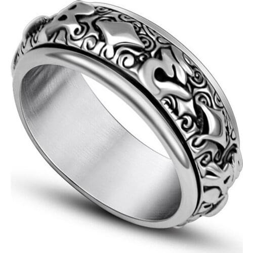 SHQIYAY High Quality 316L Stainless Steel Vintage Punk Finger Rings For Men Turn Cocktail Party Fashion Jewelry 986