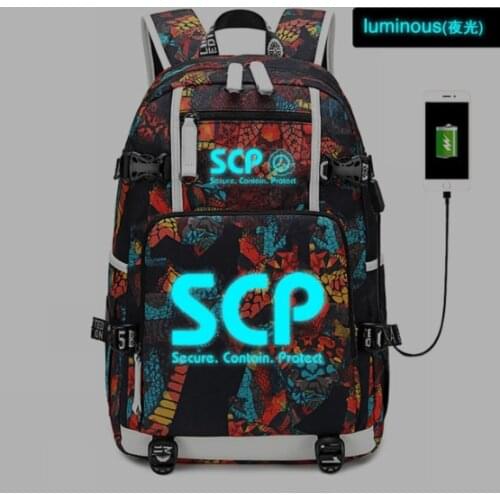 New bag SCP Foundation Backpack student schoolbag Men luminous Travel bags women USB bag