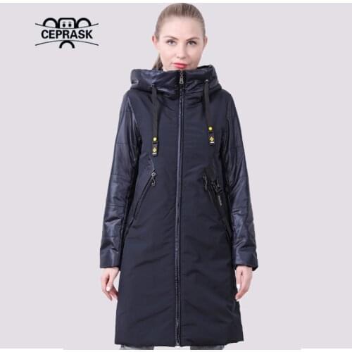 2021 New Spring Autumn Womens Jacket Thin Cotton Fashion Plus size Female Quilted Coat Hooded Long Parkas Outwear